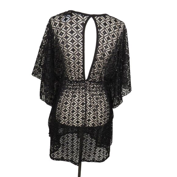 Miken Swim Black Crochet Batwing Sleeve Swim Cover Up Size XL - Picture 11 of 11